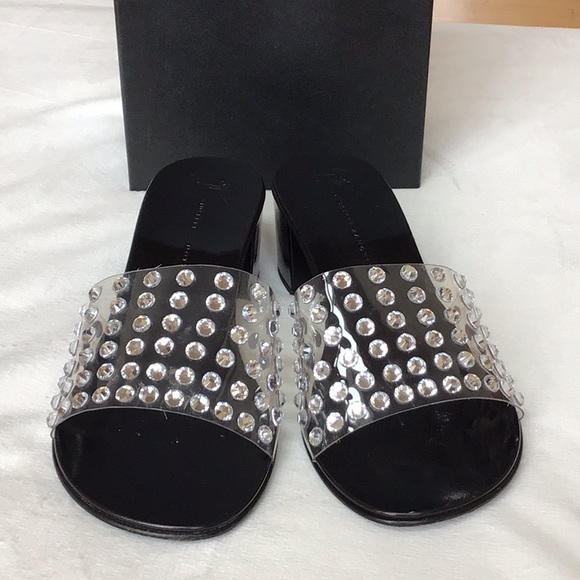 GIUSEPPE ZANOTTI CRYSTAL PVC SLIDES.